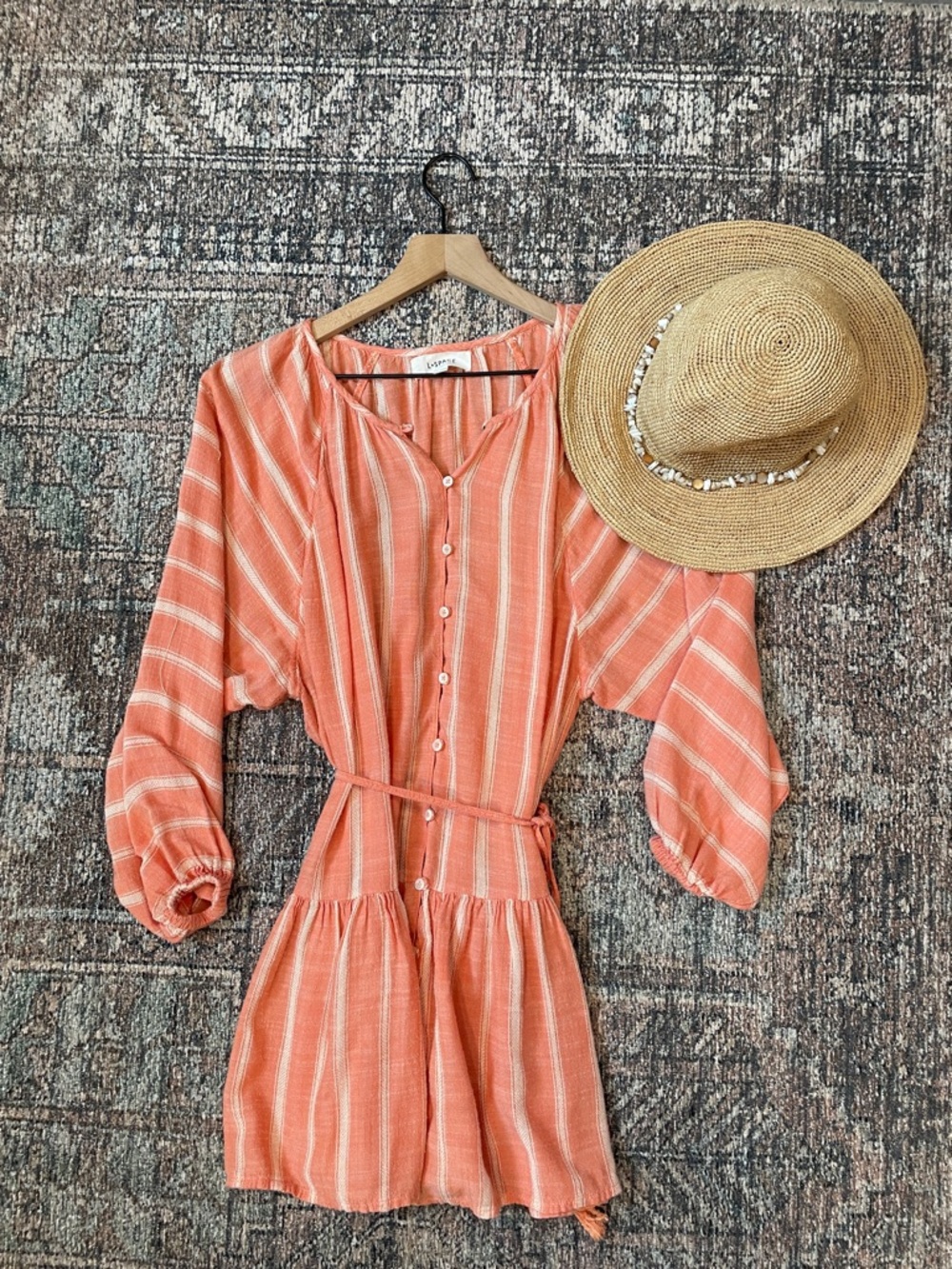 L*Space Vida Dress XS Peach Stripe Mini Dress Boho Beach
